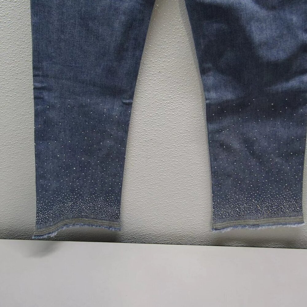 NEW JOSEPH RIBKOFF Womens Straight Crop Rinestone Jeans Size 10 Medium Blue - Picture 3 of 8